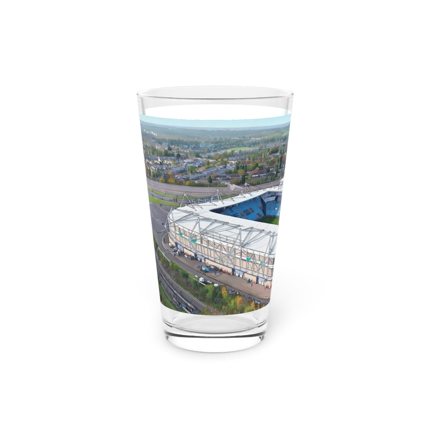 Coventry skyline pastel print Pint Glass – "We live and die in these towns"