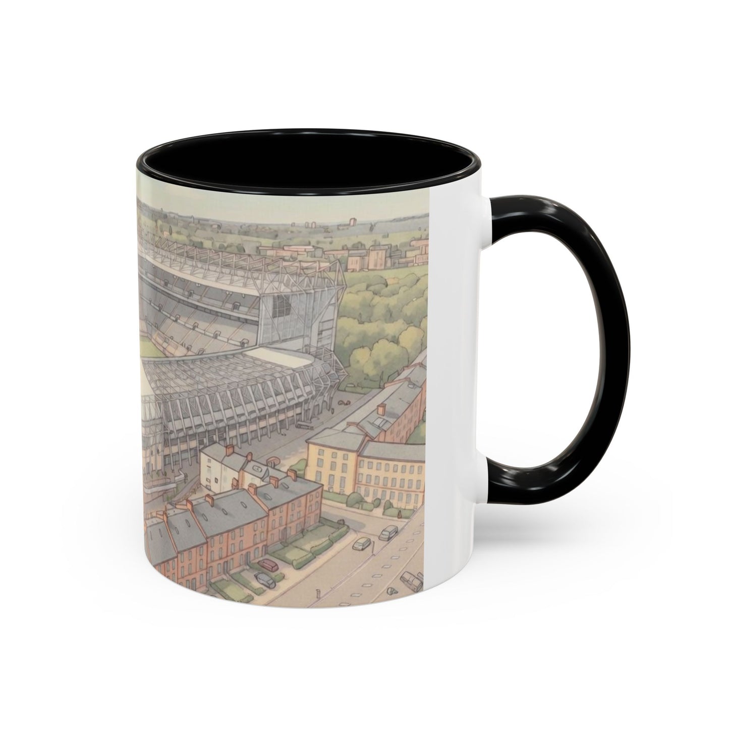 St James' Park Aerial Illustration Accent Coffee Mug – Geordie Scene (11oz)