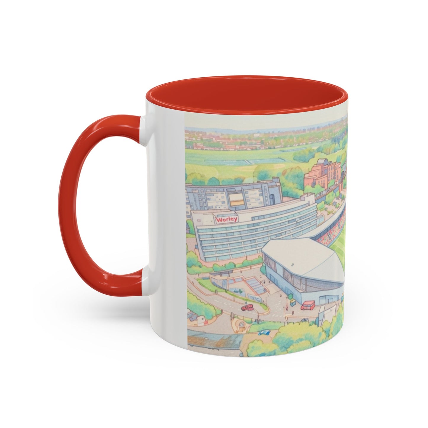 Brentford Cityscape Accent Coffee Mug — Illustrated Stadium Panorama (11/15oz)