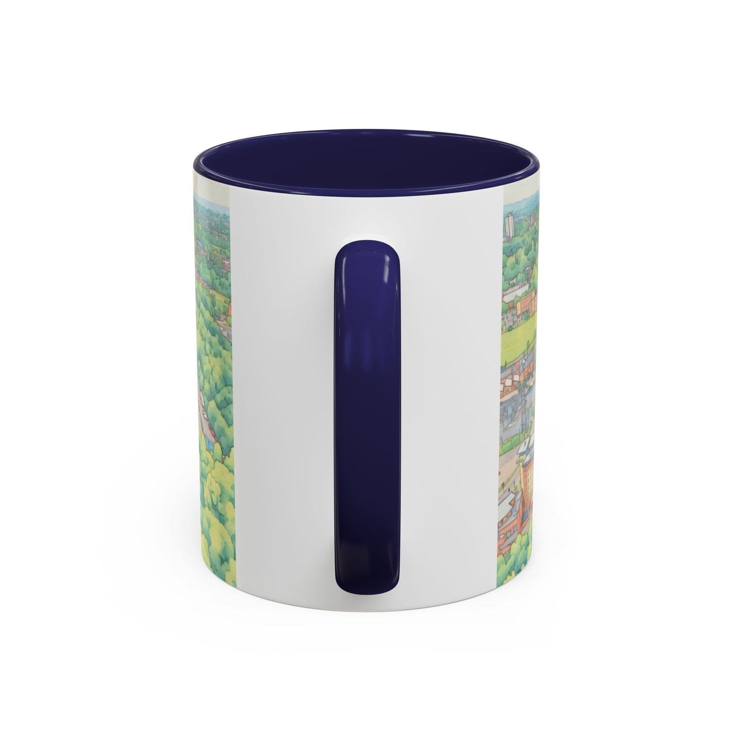 Leicester Stadium Aerial Art Coffee Mug — Illustrated Football Ground Landscape (11oz)