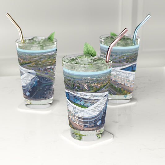 Coventry skyline pastel print Pint Glass – "We live and die in these towns"
