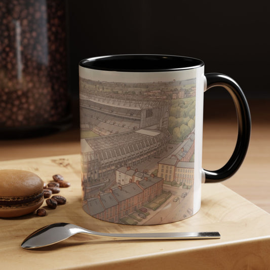 St James' Park Aerial Illustration Accent Coffee Mug – Geordie Scene (11oz)