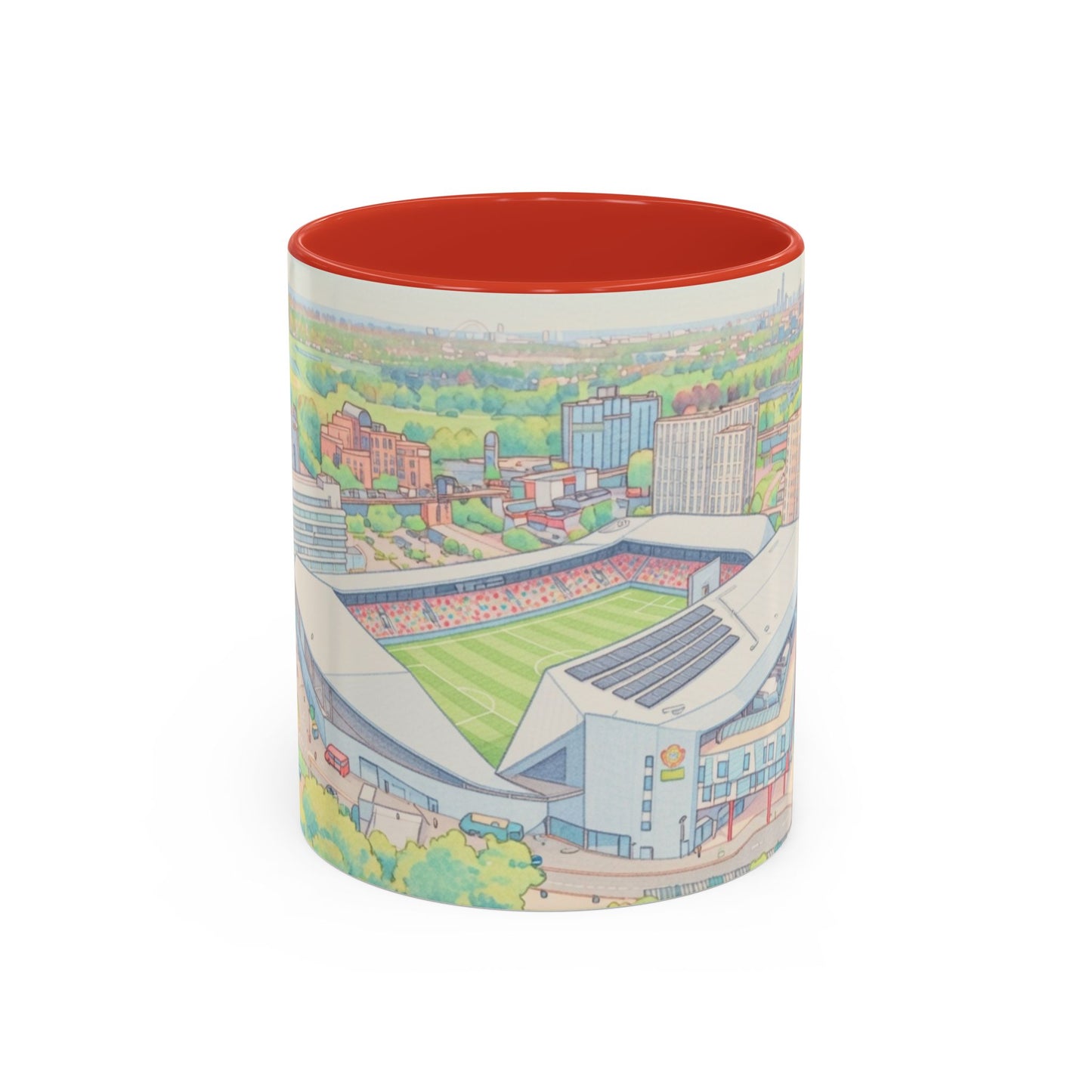 Brentford Cityscape Accent Coffee Mug — Illustrated Stadium Panorama (11/15oz)
