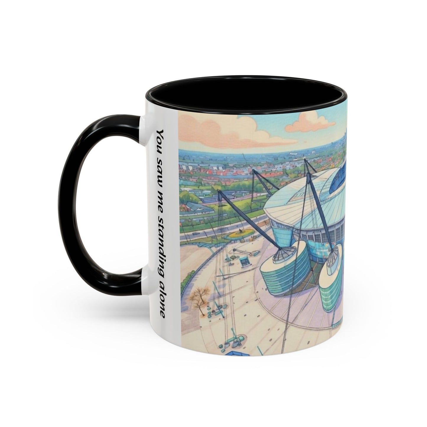 Blue Moon Stadium Coffee Mug — Soccer Stadium Illustration Accent Mug (11oz)