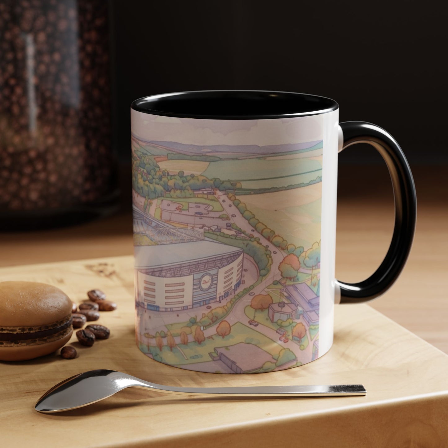 Amex Stadium Aerial Accent Coffee Mug – football stadium Illustration (11oz)