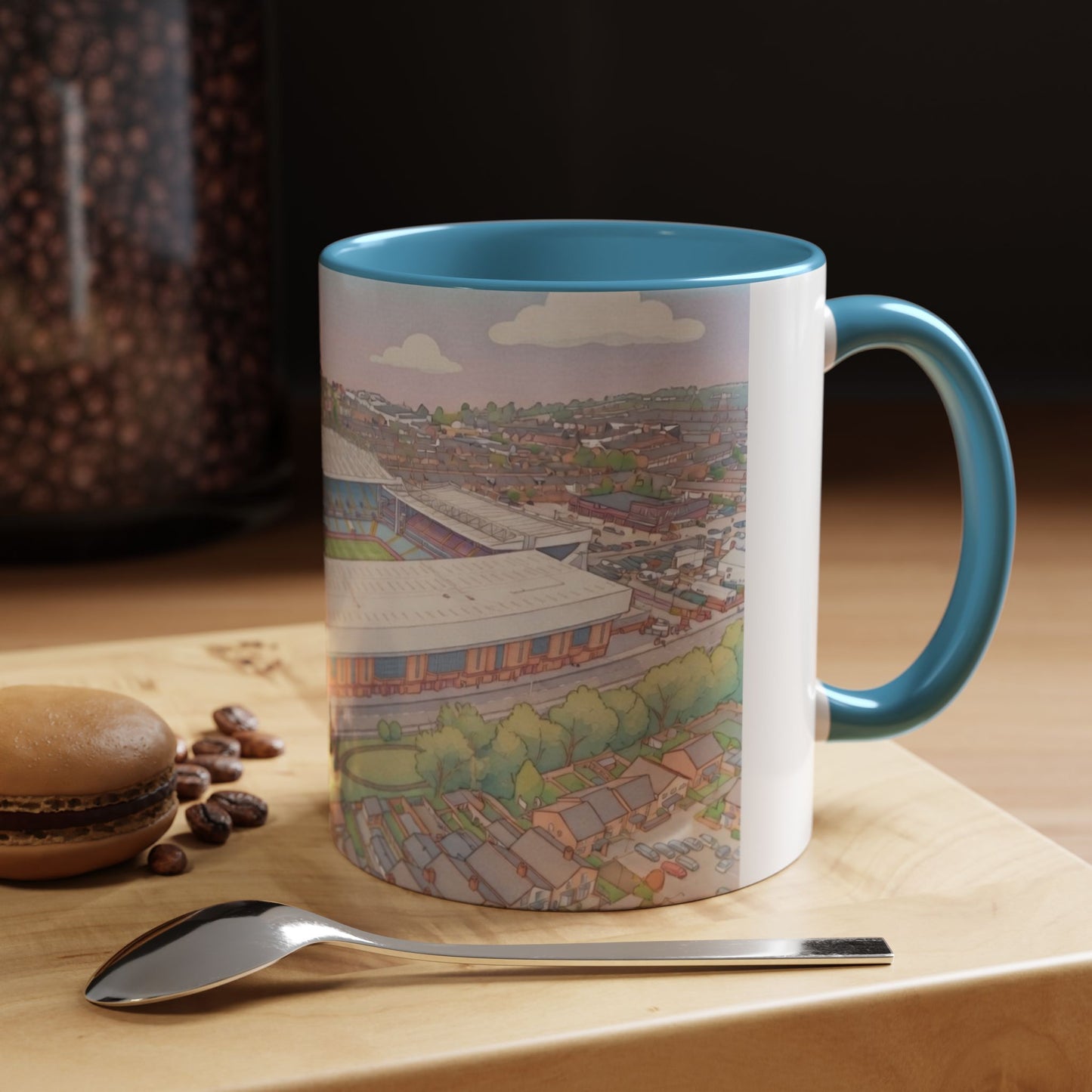 Villa Park Stadium Aerial Illustration Accent Coffee Mug – 11oz