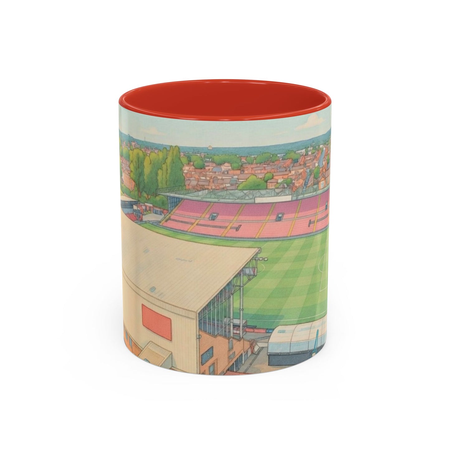 Lincoln Stadium Panorama Accent Coffee Mug – Illustrated Football Ground View (11oz)