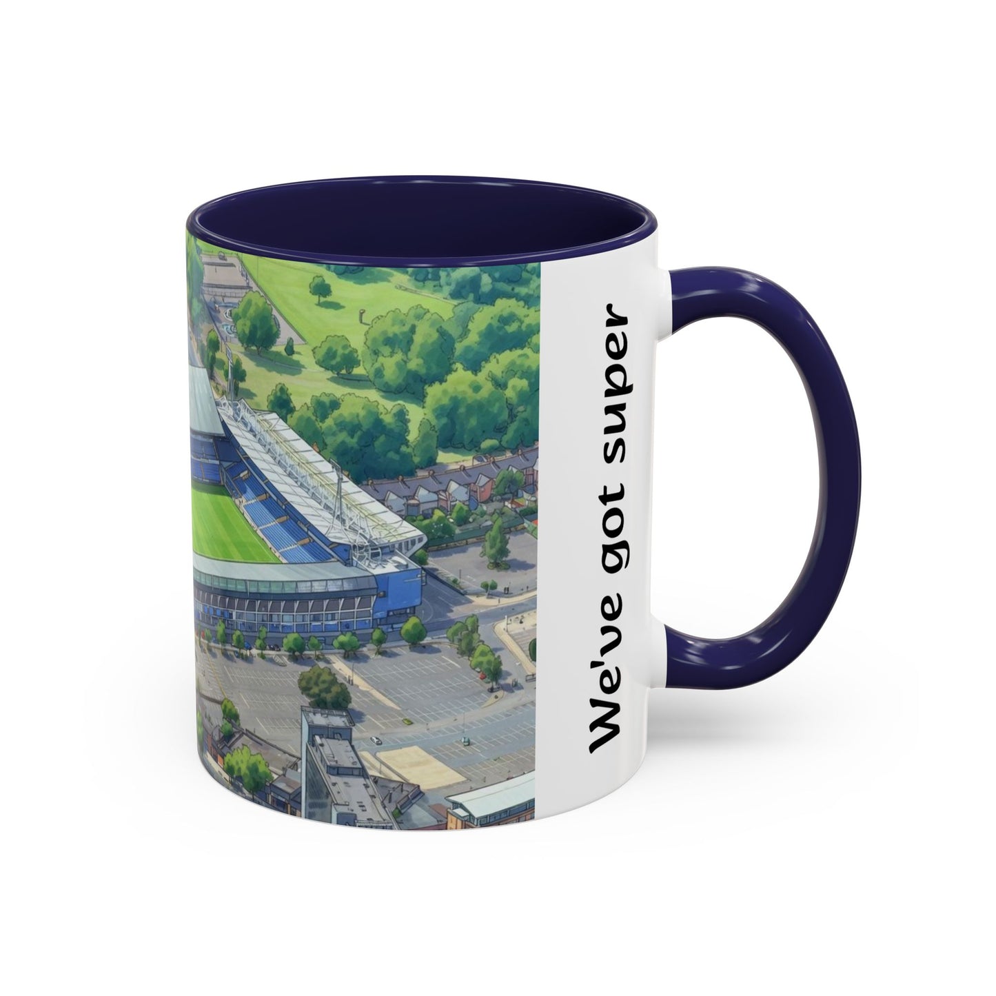 Portman Road Aerial Accent Coffee Mug — "We've Got Super Kieran McKenna" Fan Gift (11oz)