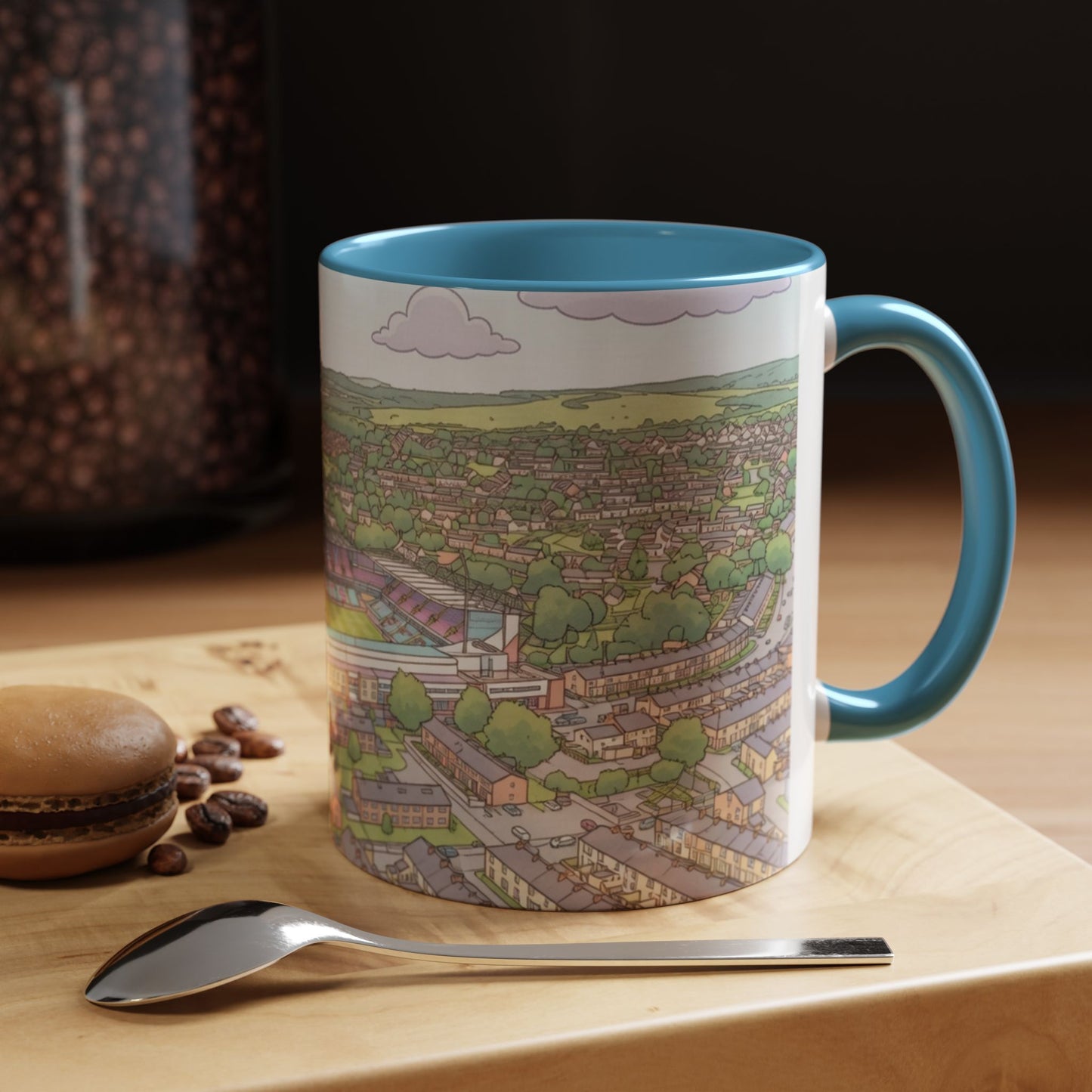 Turf Moor Scenic Townscape Accent Mug — Illustrated Countryside Stadium Coffee Cup (11oz)