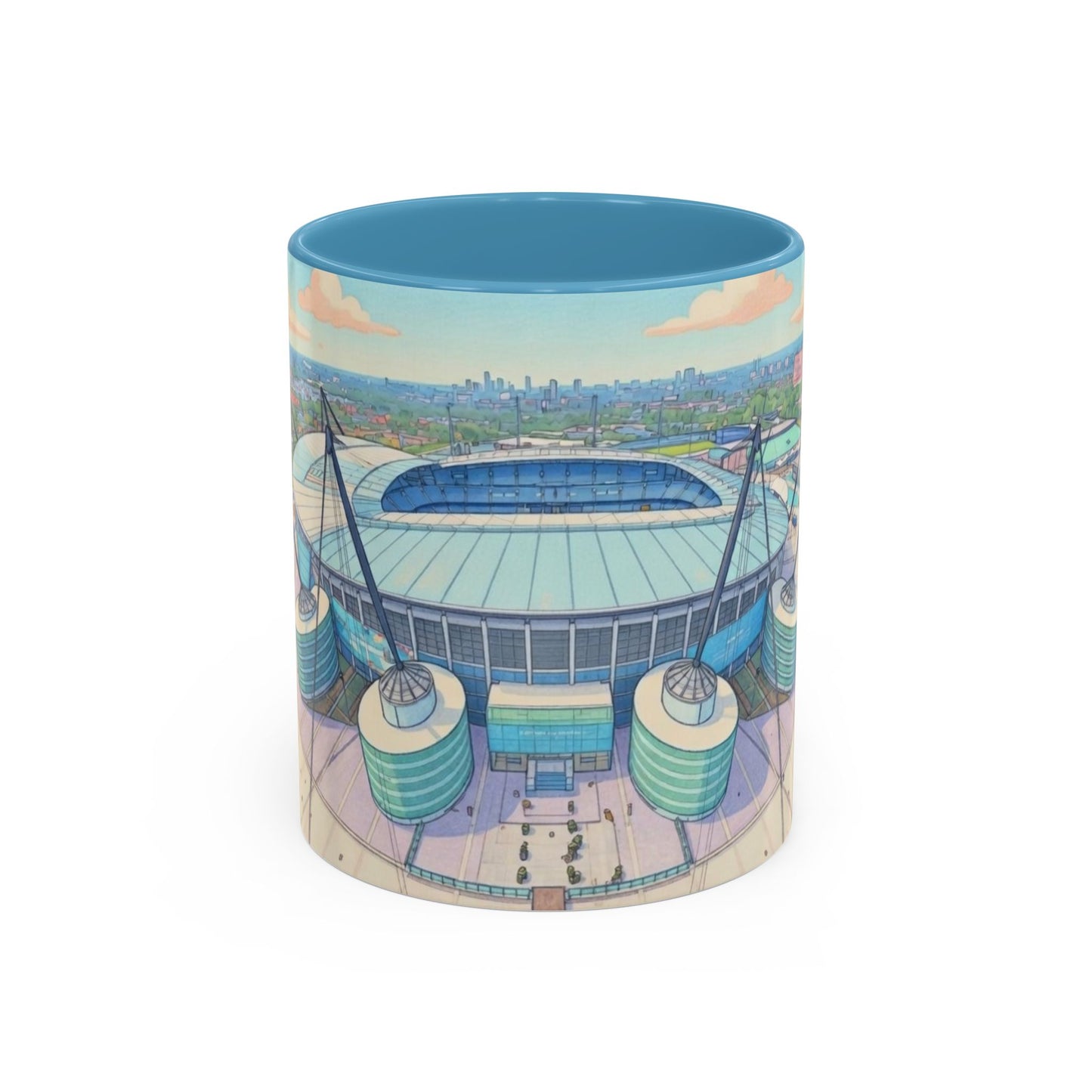 Blue Moon Stadium Coffee Mug — Soccer Stadium Illustration Accent Mug (11oz)