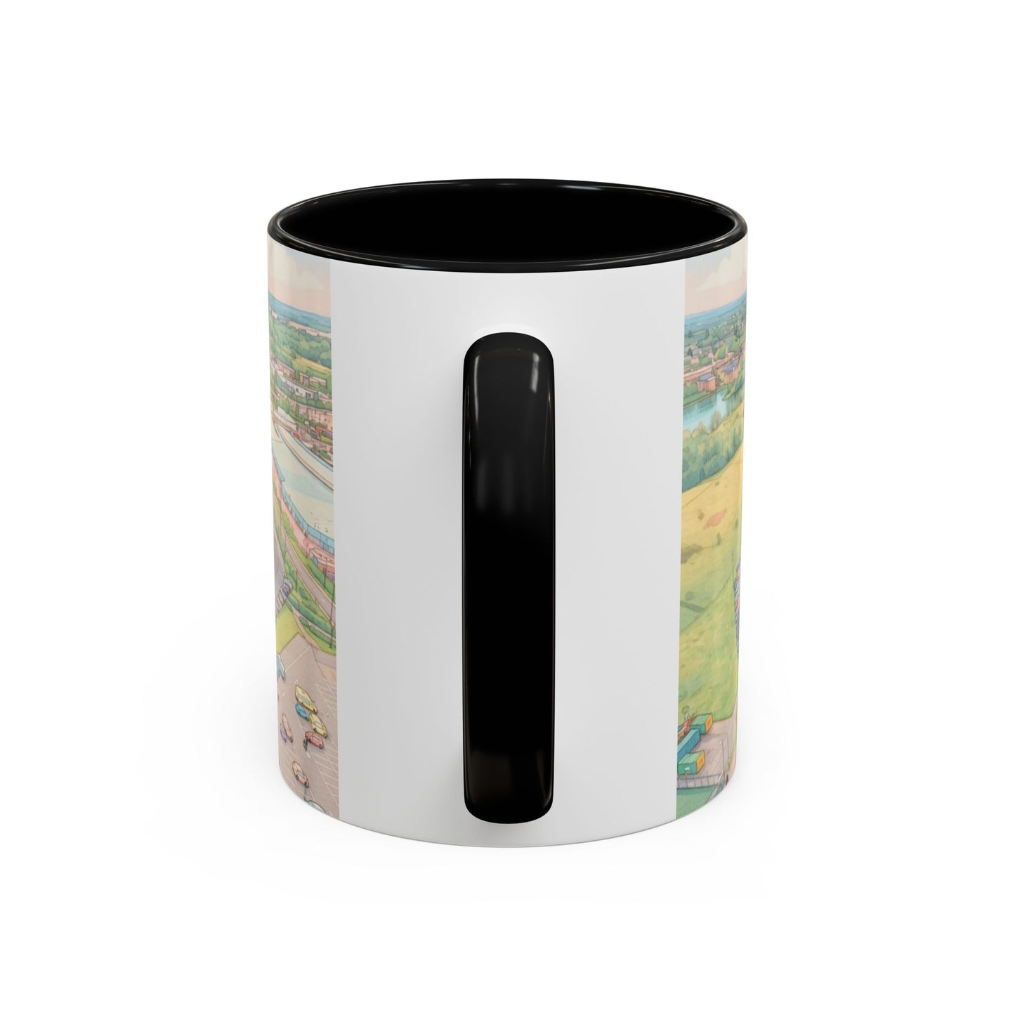 Doncaster Stadium Panorama Accent Coffee Mug – Scenic Football Ground Illustration (11oz)