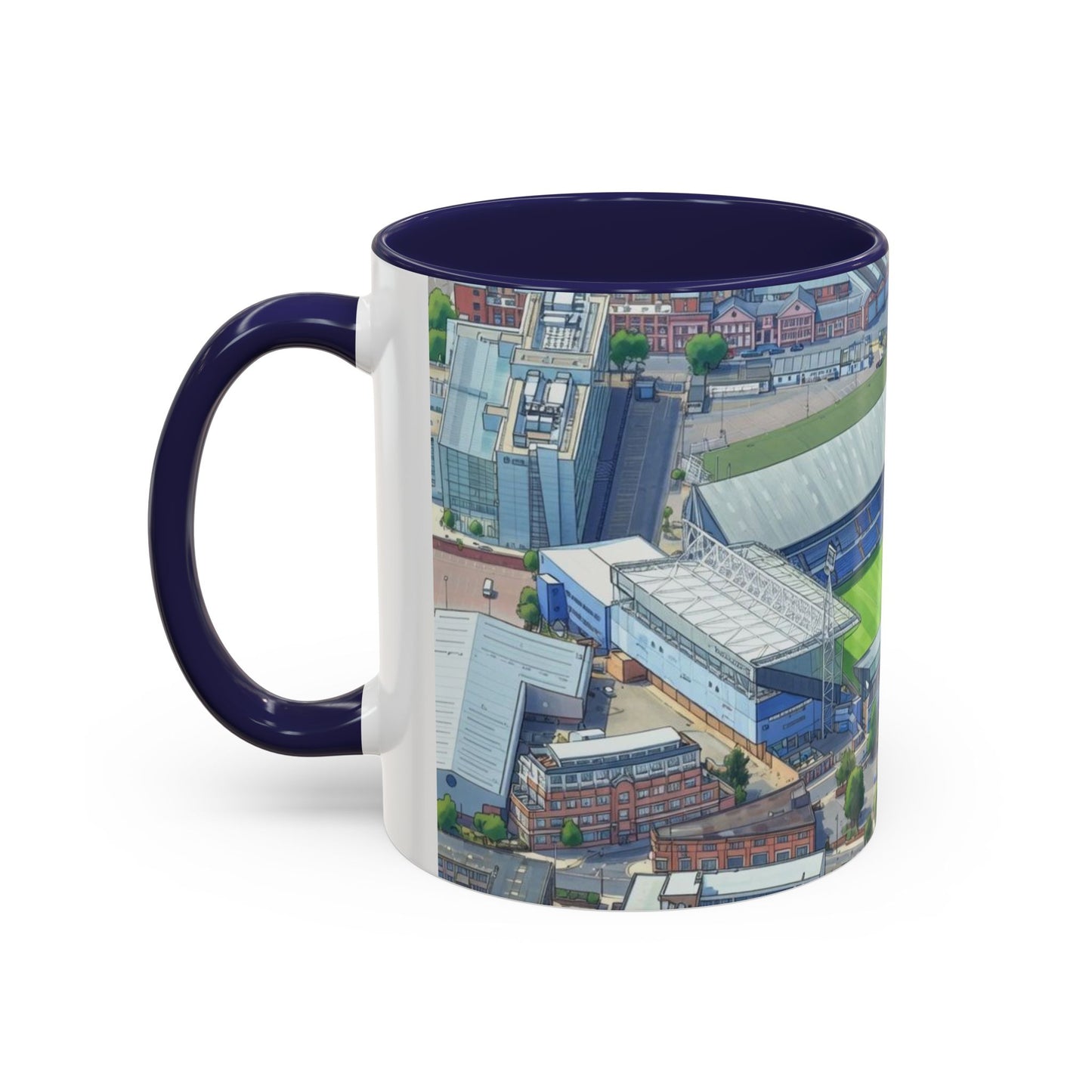 Portman Road Stadium Aerial Accent Coffee Mug — Scenic Soccer/Football Pitch Design (11oz)