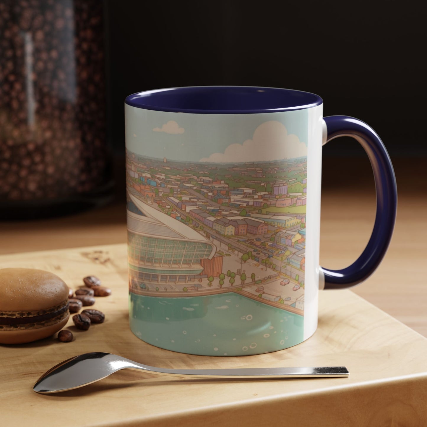 Everton Waterfront Accent Coffee Mug — Scenic City Sports Arena Illustration (11oz)