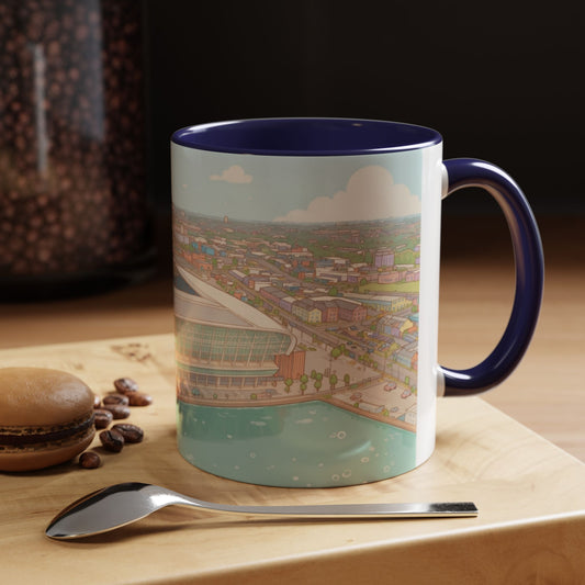 Everton Waterfront Accent Coffee Mug — Scenic City Sports Arena Illustration (11oz)