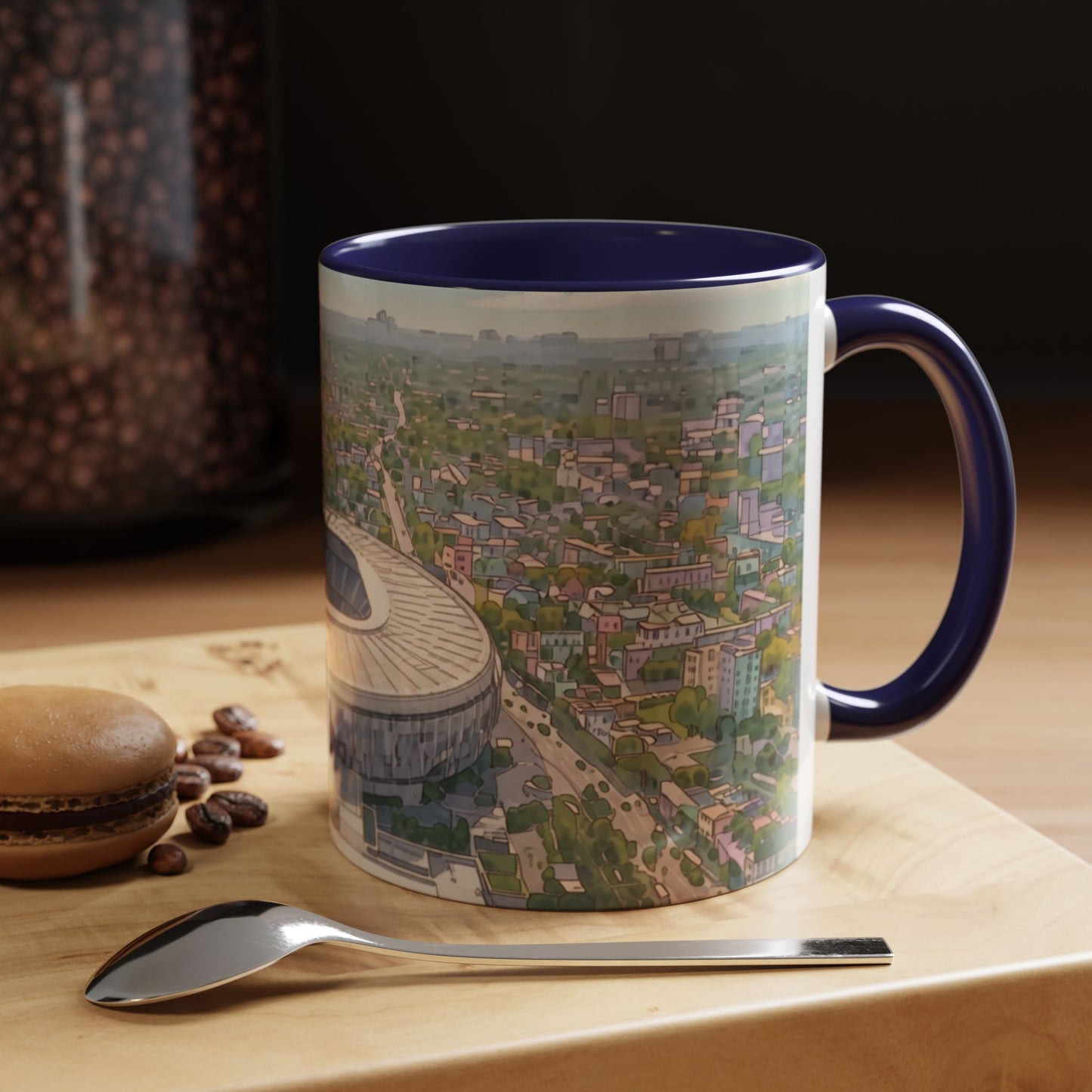 Spurs Stadium  Accent Coffee Mug — Aerial City Landscape 11oz