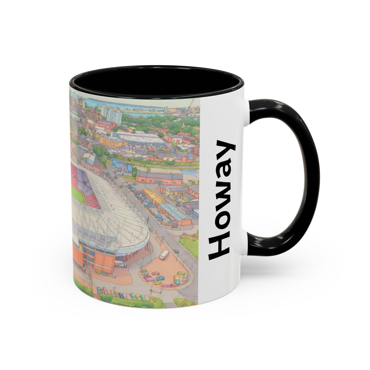 Howay the lads Stadium Accent Coffee Mug — Football Aerial View, 11oz