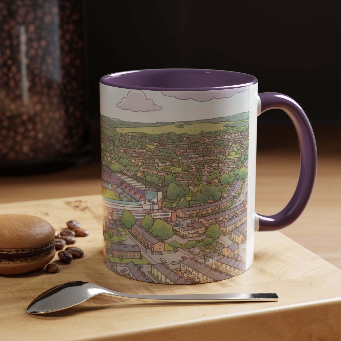Turf Moor Scenic Townscape Accent Mug — Illustrated Countryside Stadium Coffee Cup (11oz)