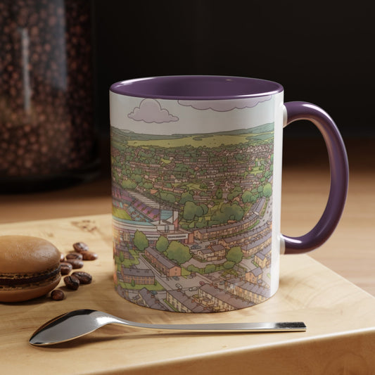 Turf Moor Scenic Townscape Accent Mug — Illustrated Countryside Stadium Coffee Cup (11oz)