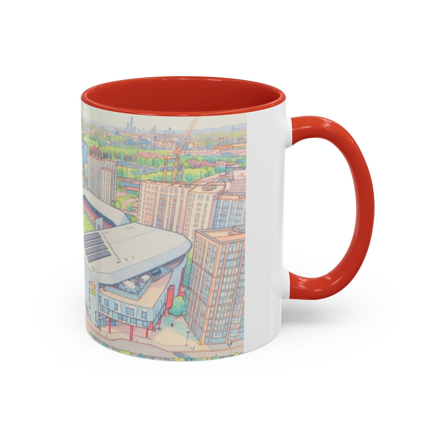 Brentford Cityscape Accent Coffee Mug — Illustrated Stadium Panorama (11/15oz)