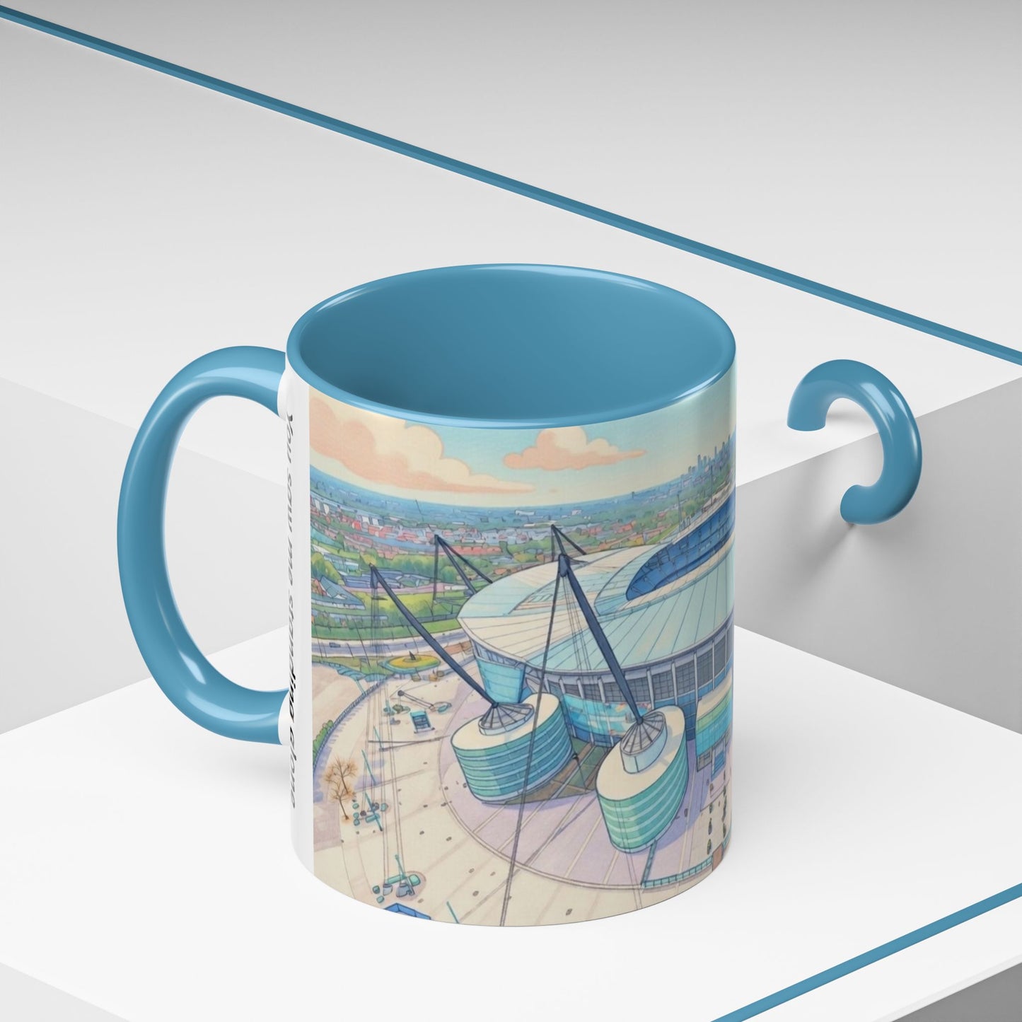 Blue Moon Stadium Coffee Mug — Soccer Stadium Illustration Accent Mug (11oz)