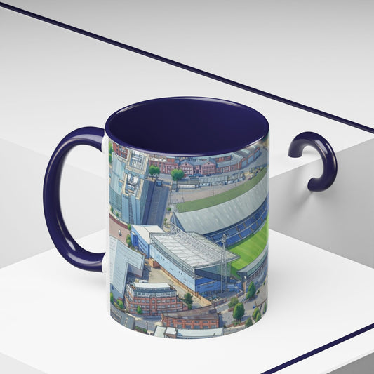 Portman Road Stadium Aerial Accent Coffee Mug — Scenic Soccer/Football Pitch Design (11oz)