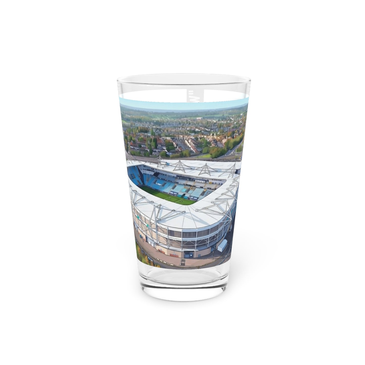Coventry skyline pastel print Pint Glass – "We live and die in these towns"