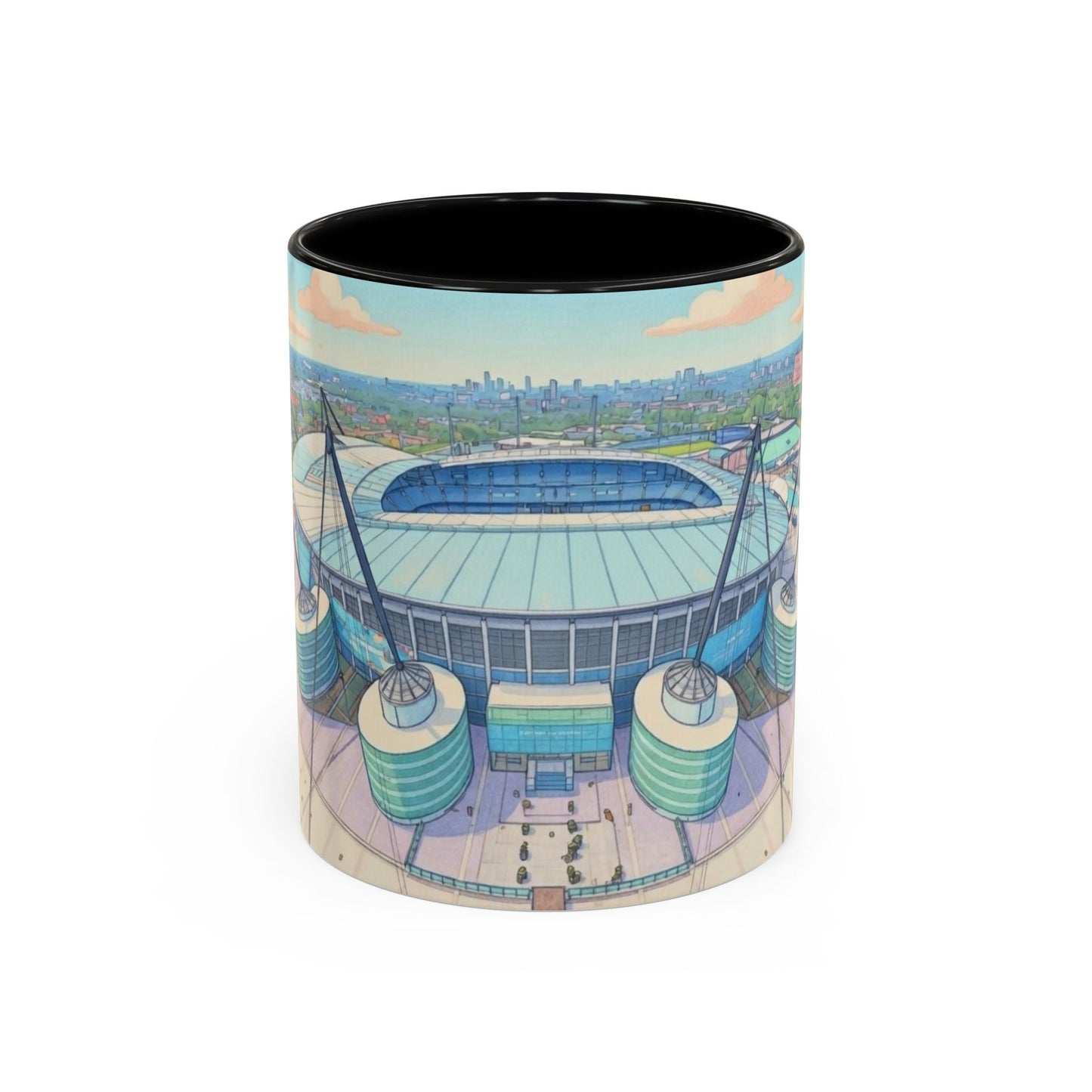 Blue Moon Stadium Coffee Mug — Soccer Stadium Illustration Accent Mug (11oz)