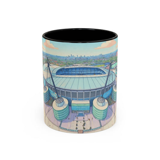Blue Moon Stadium Coffee Mug — Soccer Stadium Illustration Accent Mug (11oz)