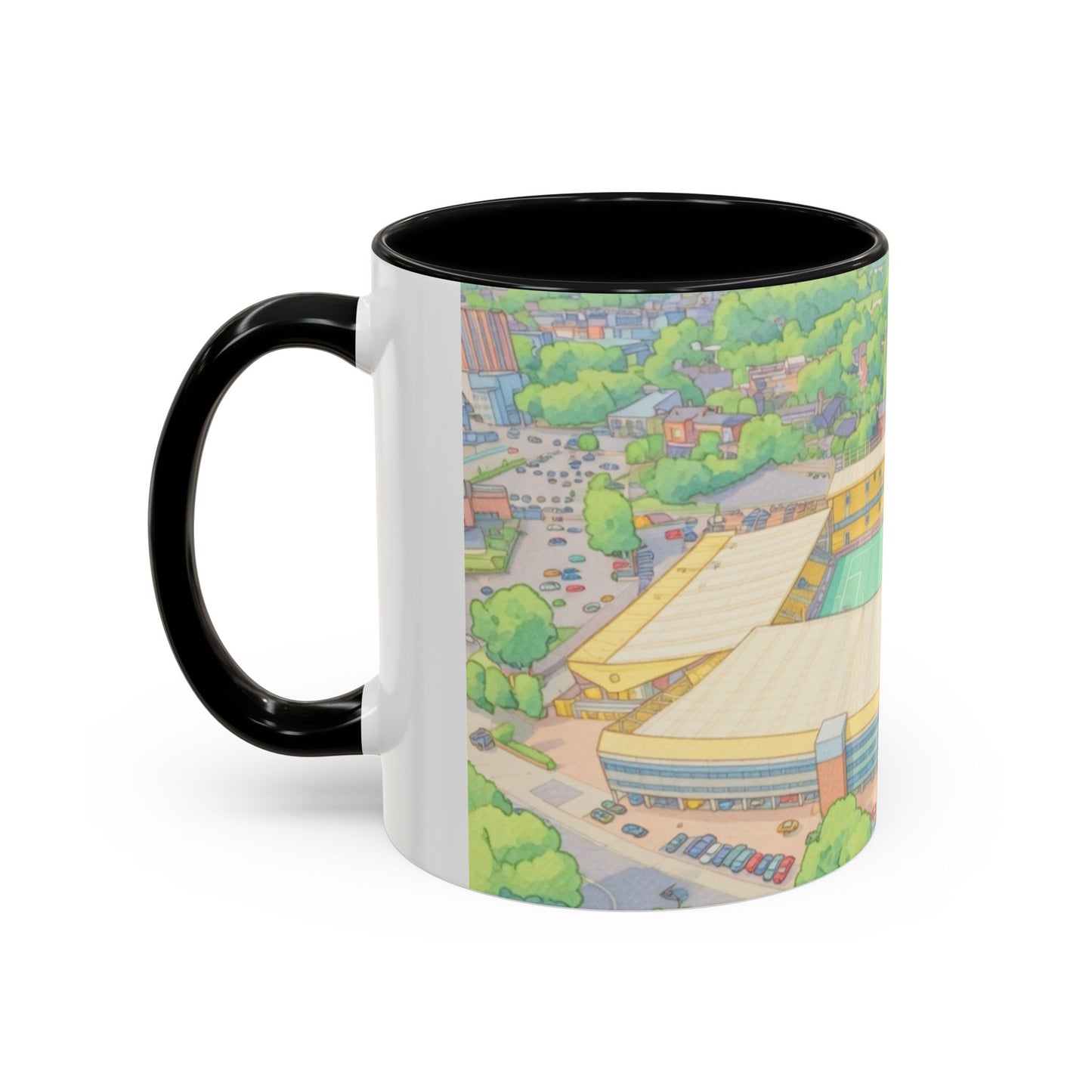 Wolves Stadium Aerial View Accent Coffee Mug (11oz)
