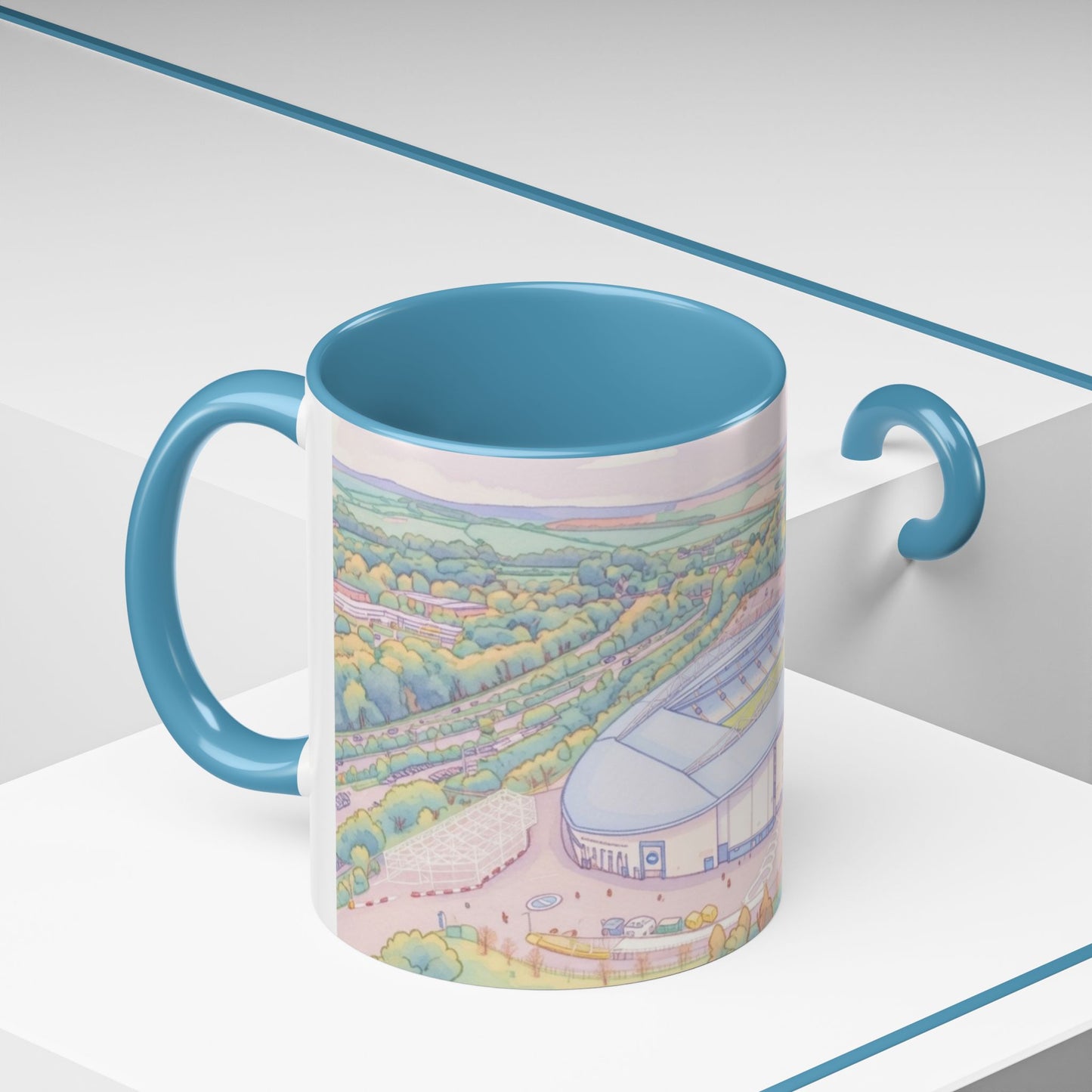 Amex Stadium Aerial Accent Coffee Mug – football stadium Illustration (11oz)
