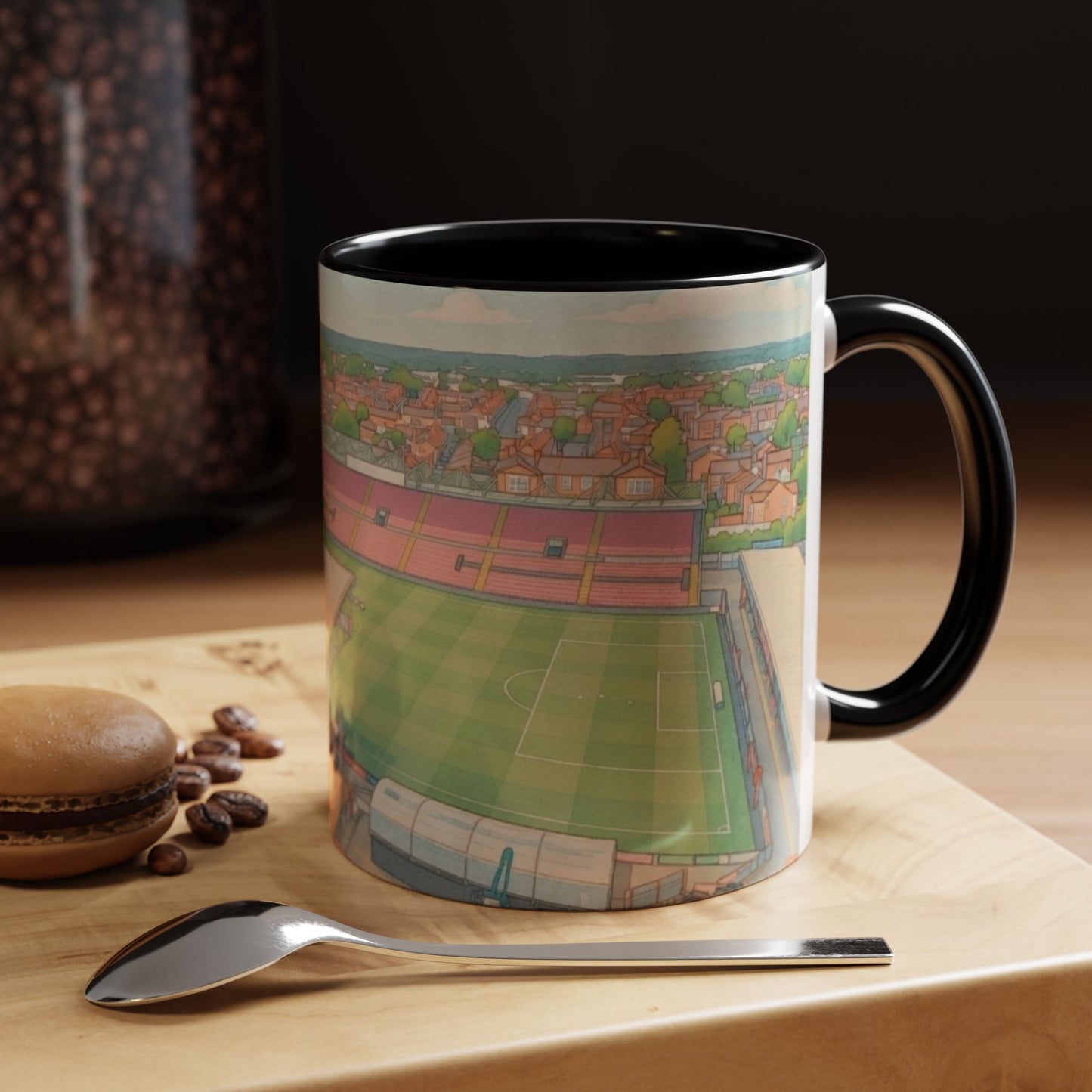 Lincoln Stadium Panorama Accent Coffee Mug – Illustrated Football Ground View (11oz)