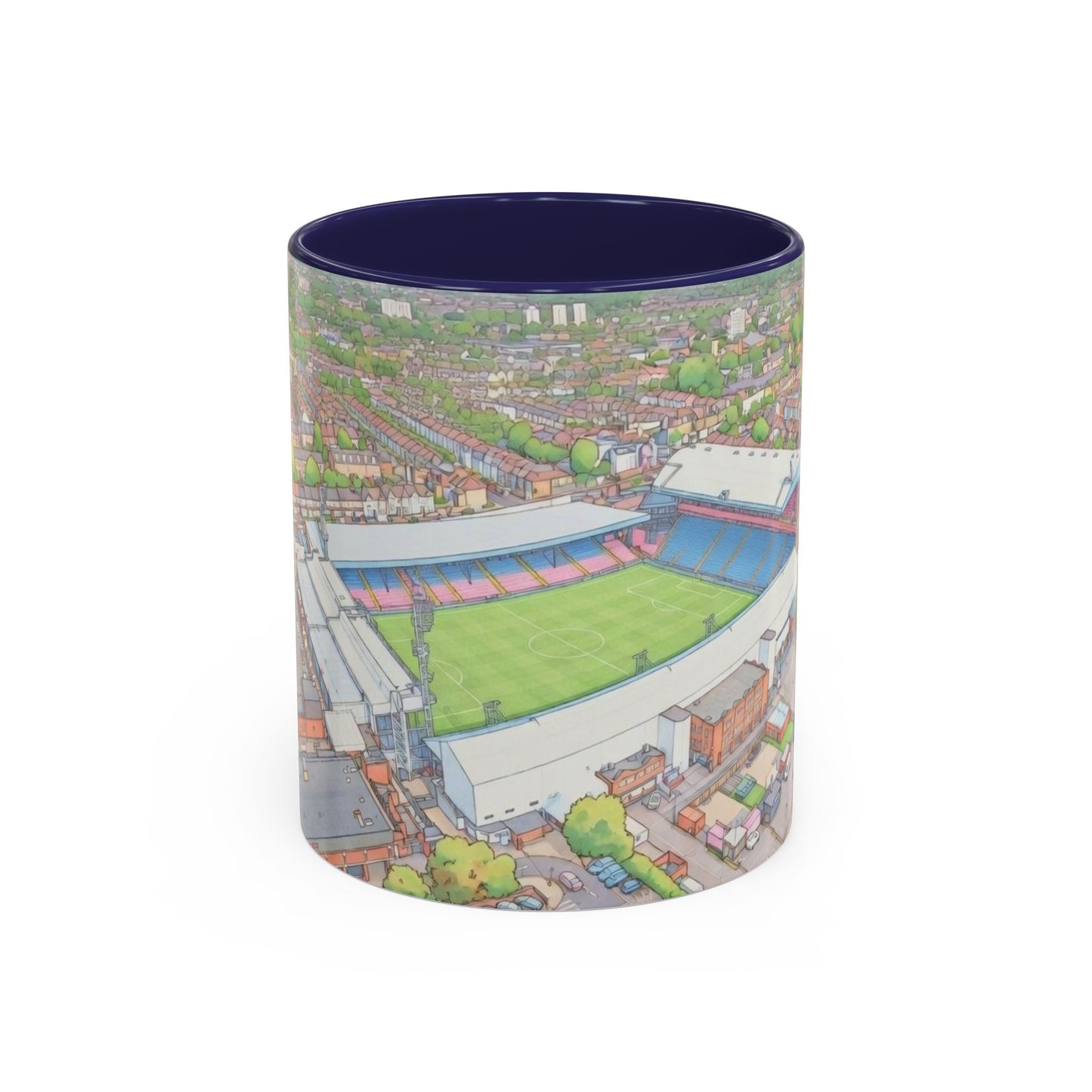 Palace Stadium Aerial Accent Coffee Mug — Illustrated Football Ground Scene (11oz)