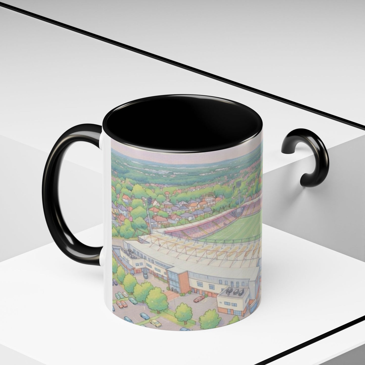 Vitality Accent Coffee Mug – Illustrated Football Ground Scene (11oz)